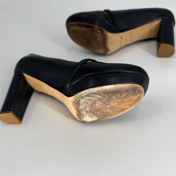 See By Chloé Womens 37.5 Blue Leather Mary Jane Heels - Picture 11 of 14